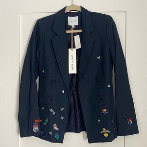 Mira Mikati Navy Patchwork Blazer size US 4